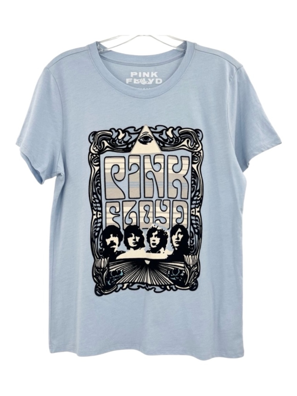 NWT Lucky Brand Pink Floyd Graphic Light Blue Crewneck Tee Size Medium